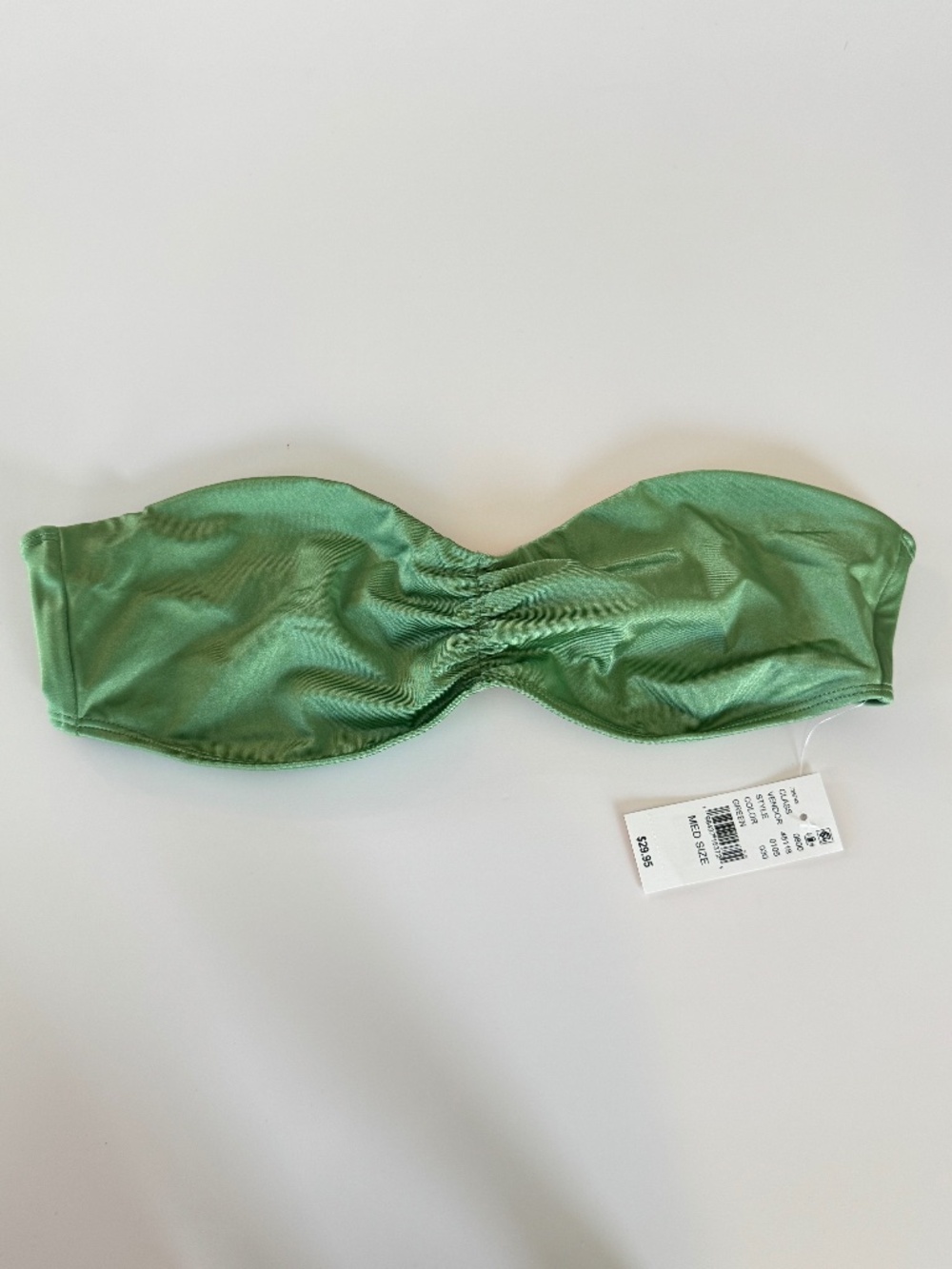 PacSunGreen Satin Ruched Bandeau Bikini Top Medium NWT